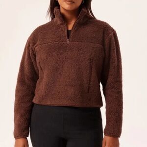 Girlfriend Collective Brown Teddy Jacket Quarter-Zip
